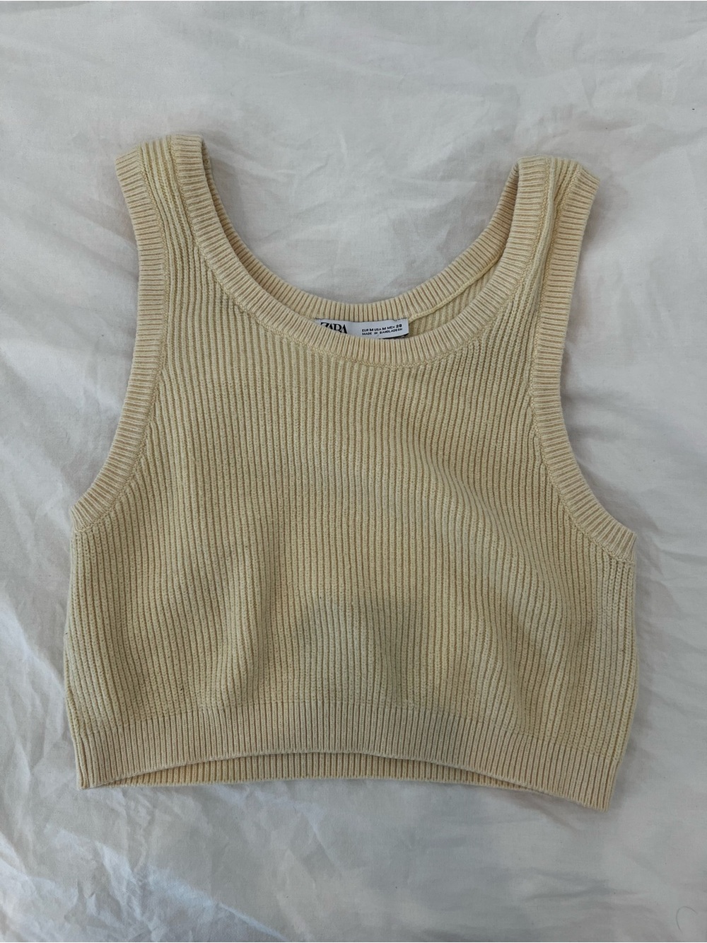 Zara Butter Yellow Ribbed Cropped Tank / Sweater Vest